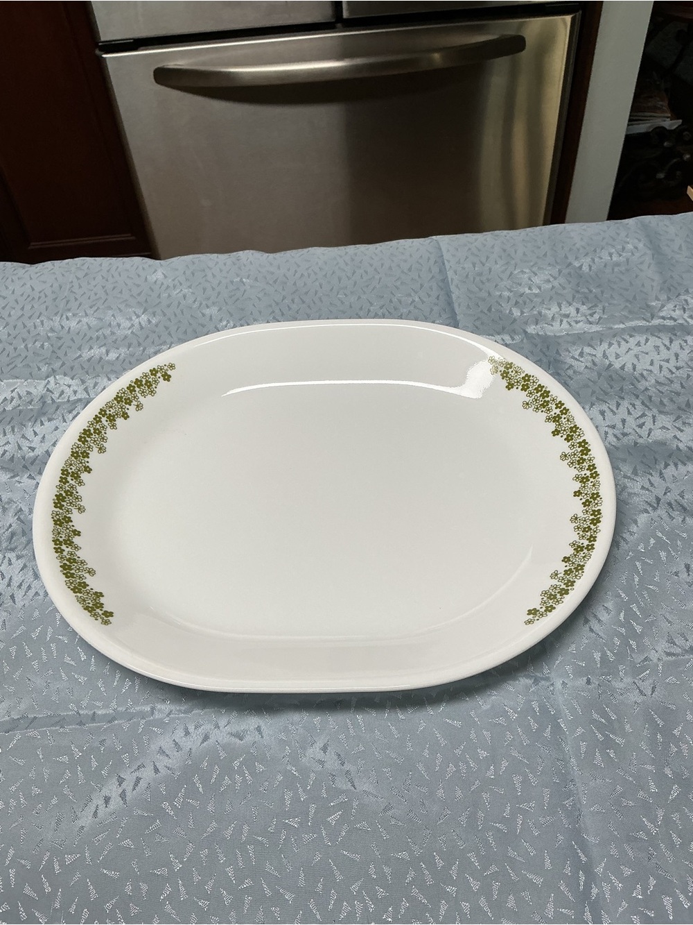Corelle White Serving Platter with Olive Floral Border